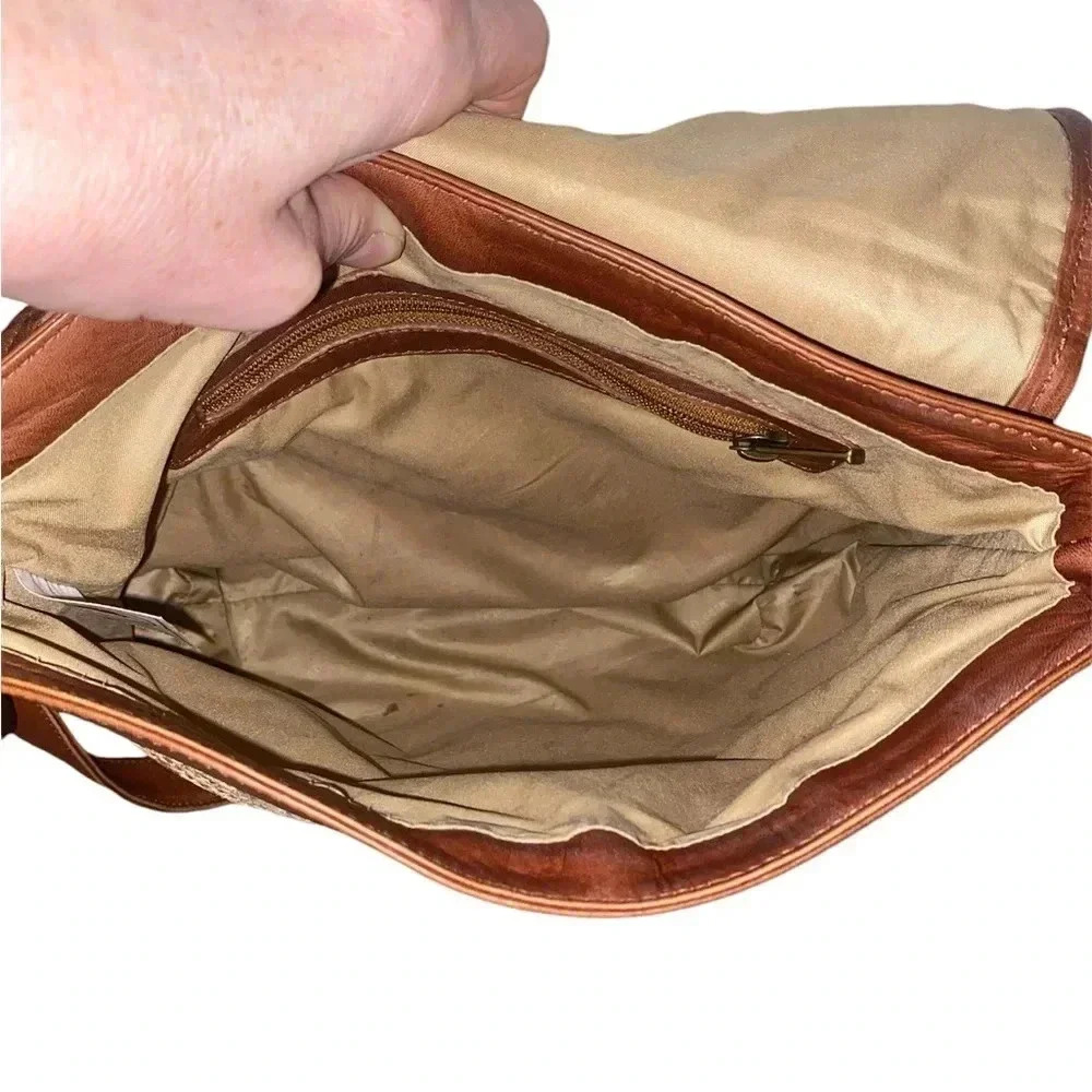 EUC American Angel Straw & Genuine Leather Handbag Purse- Made in Columbia - Picture 4 of 6